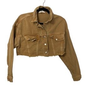 Whiskey Grade Cropped Tan Denim Jacket Small